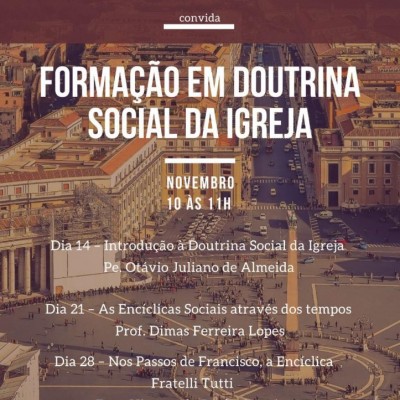 Formação on-line sobre Doutrina Social da Igreja começa neste sábado